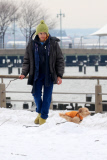 Hugh Jackman and Oscar walk the dogs by the Riverbank 