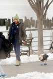 Hugh Jackman and Oscar walk the dogs by the Riverbank 