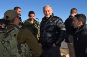 Bejamin Netayahu and Moshe Ya'alon visit Syrian border outpost, Golan Heights, Israel - 04 Feb 2015