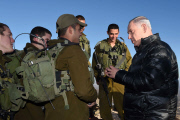 Bejamin Netayahu and Moshe Ya'alon visit Syrian border outpost, Golan Heights, Israel - 04 Feb 2015