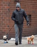 Hugh Jackman bundles for the snow with pups Allegra and Dali