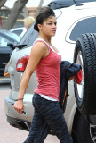 *EXCLUSIVE* A svelte Michelle Rodriguez sprints to her car after a gym workout 