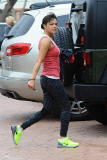 *EXCLUSIVE* A svelte Michelle Rodriguez sprints to her car after a gym workout 