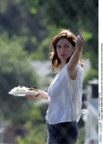 Actress DREW BARRYMORE on the set of 'Lucky You' in Reseda