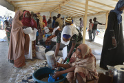 Refugees escape from Boko Haram in Nigeria to Chad, Africa - Feb 2015