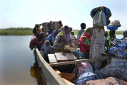 Refugees escape from Boko Haram in Nigeria to Chad, Africa - Feb 2015