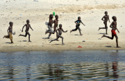 Refugees escape from Boko Haram in Nigeria to Chad, Africa - Feb 2015