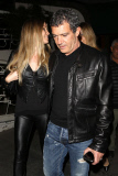 Antonio Banderas and girlfriend Nicole Kimpel hold hands after a dinner date