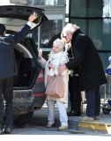 DAME JUDI DENCH WITH BOYFRIEND DAVID MILLS ARRIVE AT JFK AIRPORT IN NYC.