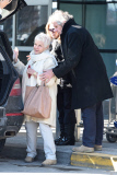 DAME JUDI DENCH WITH BOYFRIEND DAVID MILLS ARRIVE AT JFK AIRPORT IN NYC.