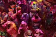 Indian Widows Celebrates Holi Festival