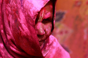Indian Widows Celebrates Holi Festival