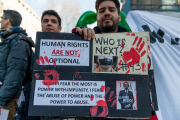 London: Protest in Whitehall against state visit of Mexican president Enrique PeÃ±a Nieto