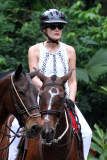 *EXCLUSIVE* Sharon Stone Horseback Rides in the rain forest of Costa Rica **NO WEB, MUST CALL FOR PRICING**