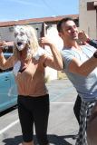 Silly Suzanne Somers gets a pie in the face