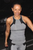 Mel B looks sporty for a sushi date night