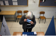 Haifa An Israeli woman casts her ballot at a polling station  in the northern city