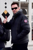 *EXCLUSIVE* Hugh Jackman gives a thumbs up as he takes the family on a boat