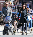 Famke Janssen & Cole Frates Out Walking Their Dog 