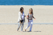 *EXCLUSIVE* Jessica Biel shows off huge baby bump during a beach walk