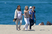 *EXCLUSIVE* Jessica Biel shows off huge baby bump during a beach walk