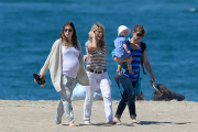*EXCLUSIVE* Jessica Biel shows off huge baby bump during a beach walk