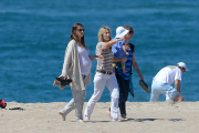 *EXCLUSIVE* Jessica Biel shows off huge baby bump during a beach walk