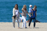 *EXCLUSIVE* Jessica Biel shows off huge baby bump during a beach walk