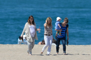 *EXCLUSIVE* Jessica Biel shows off huge baby bump during a beach walk