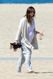 *EXCLUSIVE* Jessica Biel shows off huge baby bump during a beach walk