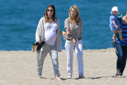 *EXCLUSIVE* Jessica Biel shows off huge baby bump during a beach walk