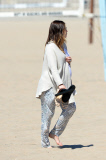 *EXCLUSIVE* Jessica Biel shows off huge baby bump during a beach walk