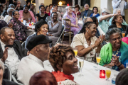 'Posh Club' Ritz-inspired tea party for pensioners, London, Britain - 25 Mar 2015