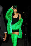 Rihanna Rocks Versace Green Fur Coat & Thigh-High Boots to dinner in L.A.