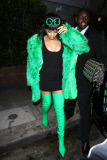 Rihanna Rocks Versace Green Fur Coat & Thigh-High Boots to dinner in L.A. - Part 2