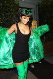 Rihanna Rocks Versace Green Fur Coat & Thigh-High Boots to dinner in L.A. - Part 2