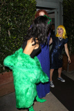 Rihanna Rocks Versace Green Fur Coat & Thigh-High Boots to dinner in L.A. - Part 2
