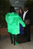 Rihanna Rocks Versace Green Fur Coat & Thigh-High Boots to dinner in L.A. - Part 2