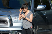 *EXCLUSIVE* Slender Mila Kunis and Ashton Kutcher take Wyatt out for a Fun Sunday