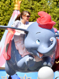 Jennifer Garner poses with Mickey Mouse during fun family day at Disneyland!