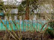Fencing erected at the home of George Clooney and Amal Alamuddin, Sonning-on-Thames, Berkshire, Britain - 04 Apr 2015