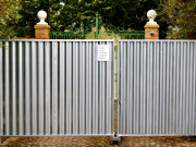 Fencing erected at the home of George Clooney and Amal Alamuddin, Sonning-on-Thames, Berkshire, Britain - 04 Apr 2015
