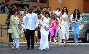 Kim, Kanye, and Little North are all decked in white for Easter Sunday