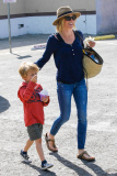 Julie Bowen and her trio of boys enjoy a frozen treat