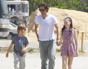 Exclusive... Brad Falchuk Out With His Children On Easter 