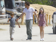 Exclusive... Brad Falchuk Out With His Children On Easter 