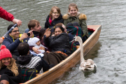 Asbaby the swan, grandson of Asbo, attacking punters on River Cam, Cambridge, Britain - 04 Apr 2015