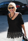 *EXCLUSIVE* Sharon Stone takes blue and gray Color Block tote to Sunset Marquis