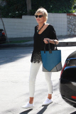 *EXCLUSIVE* Sharon Stone takes blue and gray Color Block tote to Sunset Marquis