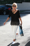 *EXCLUSIVE* Sharon Stone takes blue and gray Color Block tote to Sunset Marquis